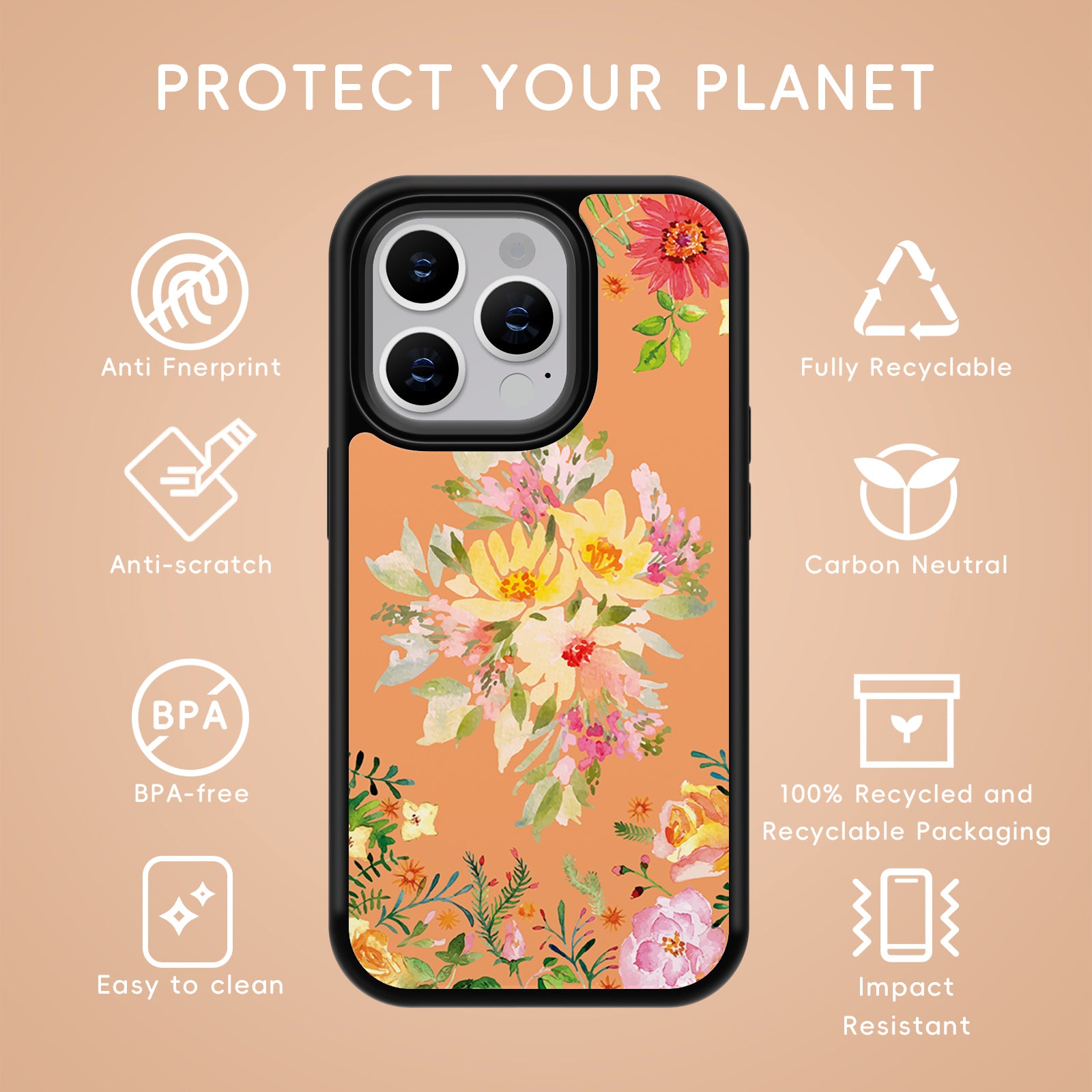 Watercolor Series iPhone Case MagSafe Compatible-Orange