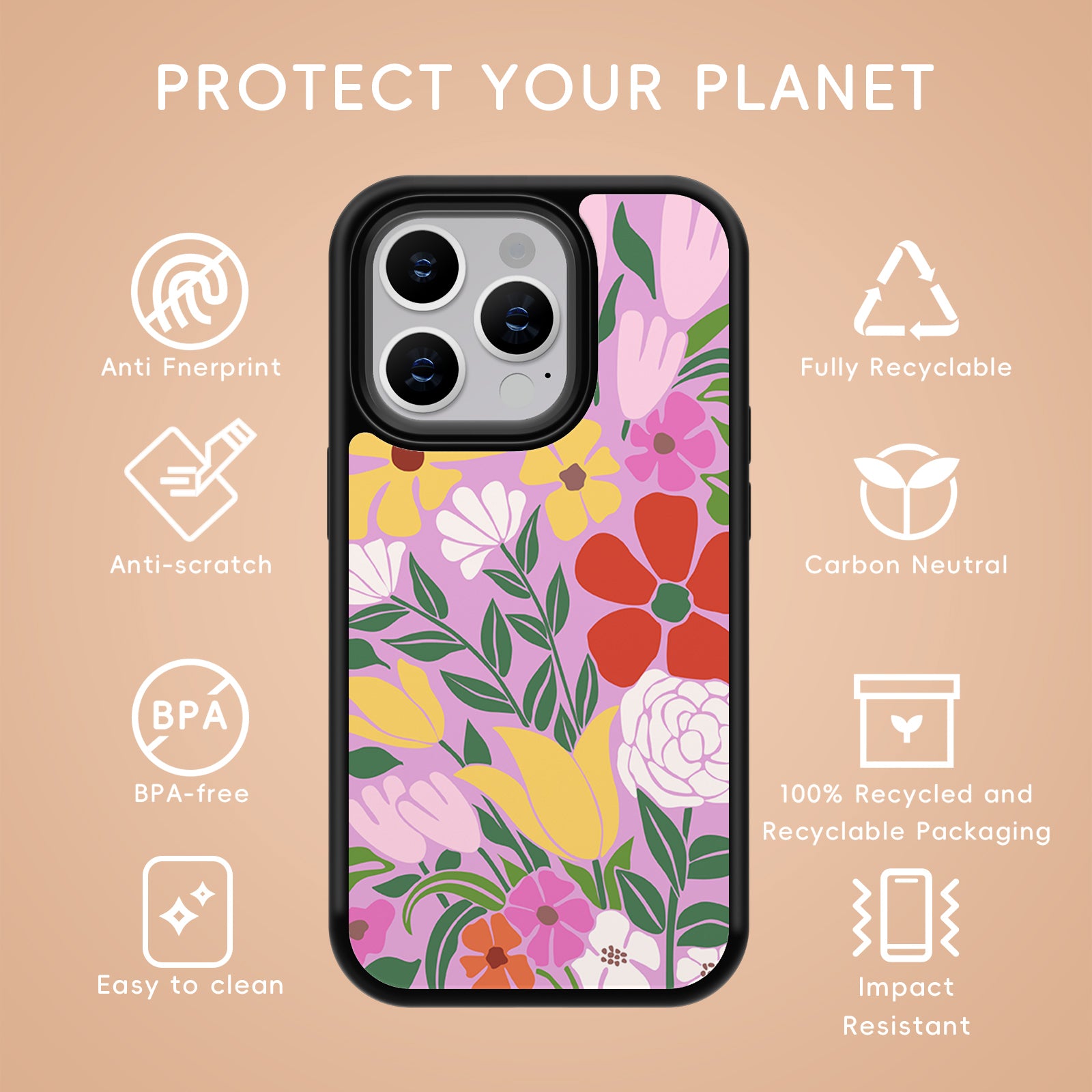 Flower Series iPhone Case MagSafe Compatible-Purple