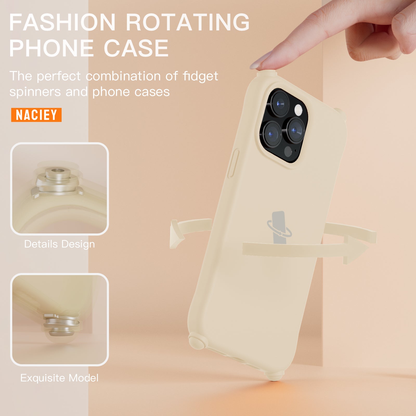 NACIEY Rotate Phone Case MagSafe Compatible for iPhone 15 Series