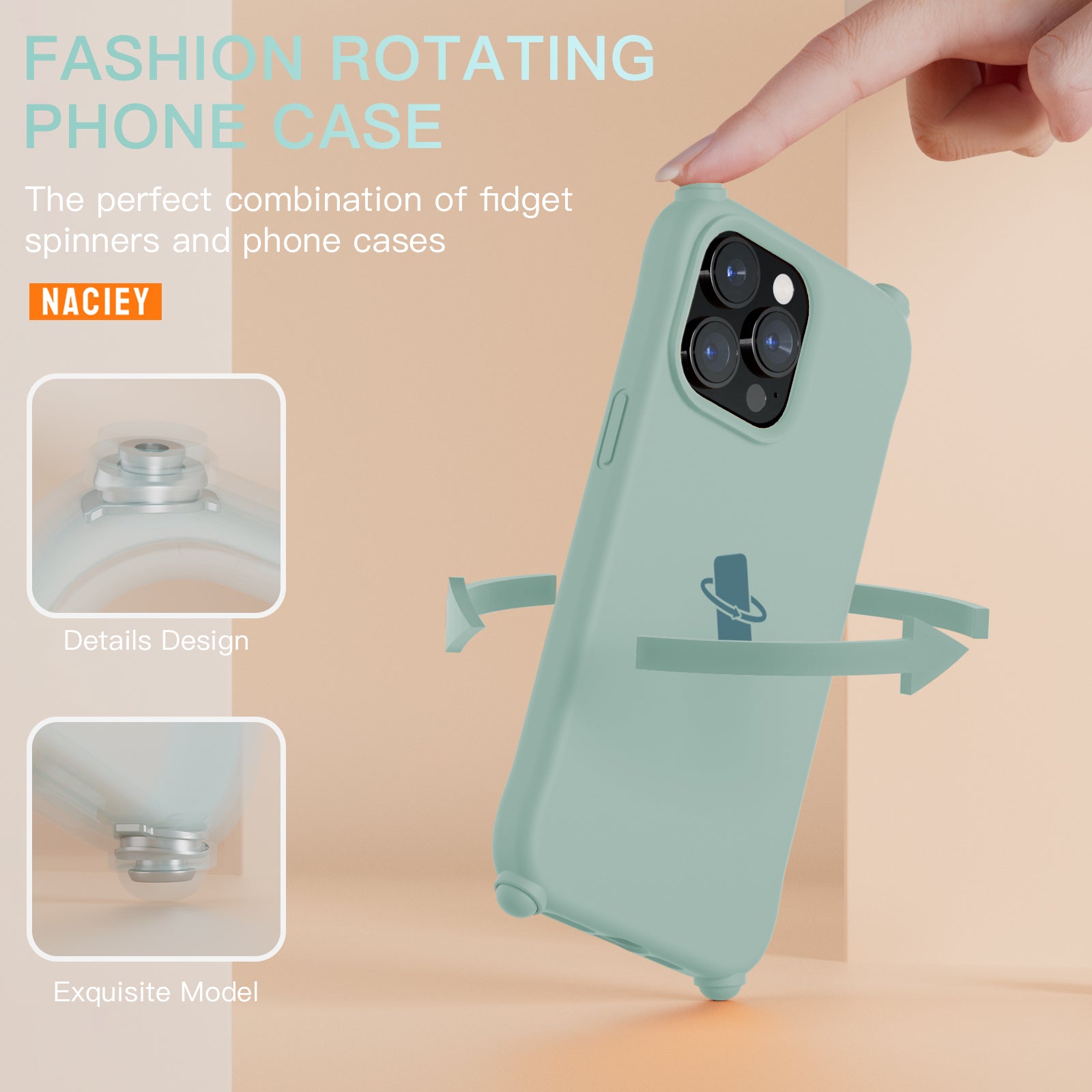 NACIEY Rotate Phone Case MagSafe Compatible for iPhone 15 Series