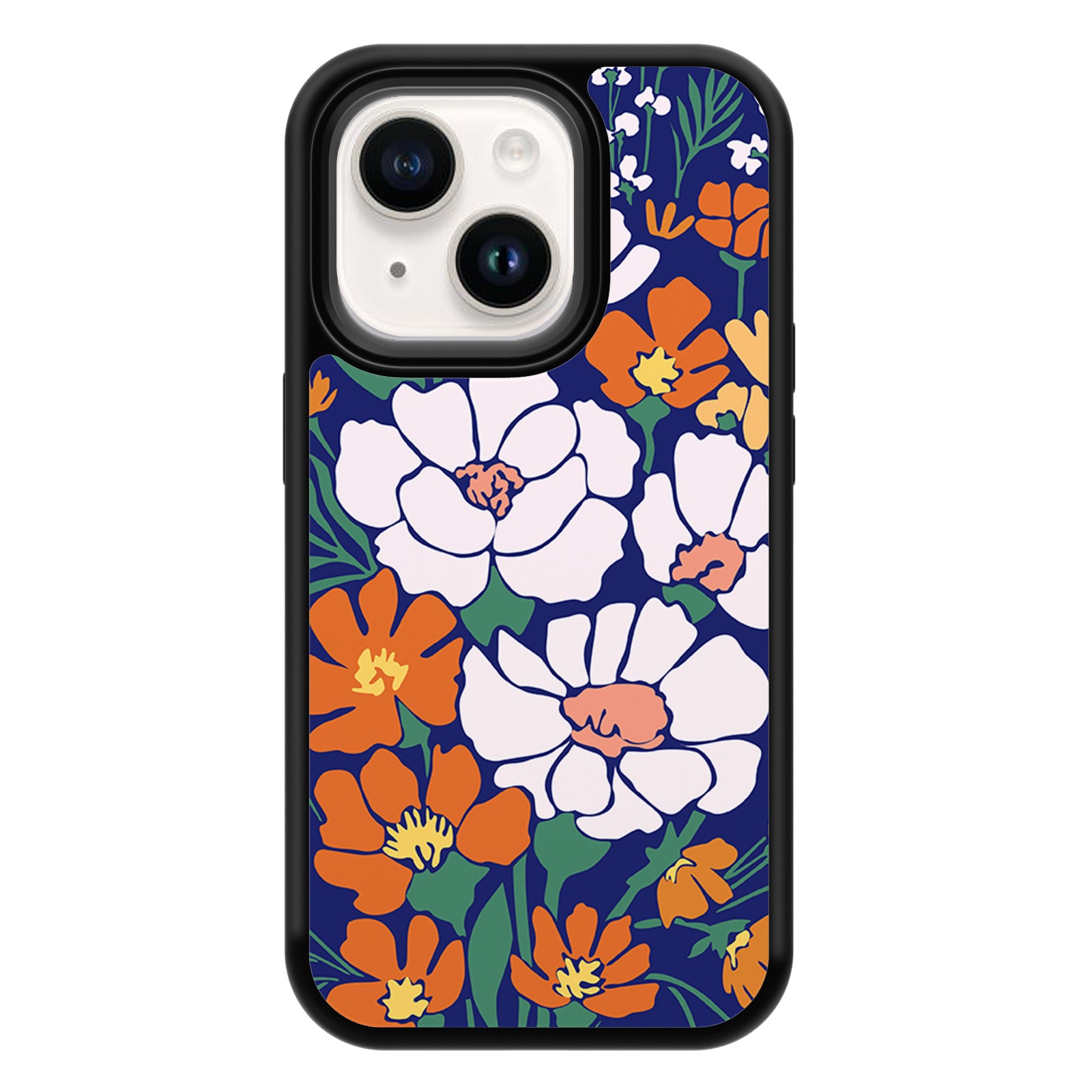 Flower Series iPhone Case MagSafe Compatible-Navy blue