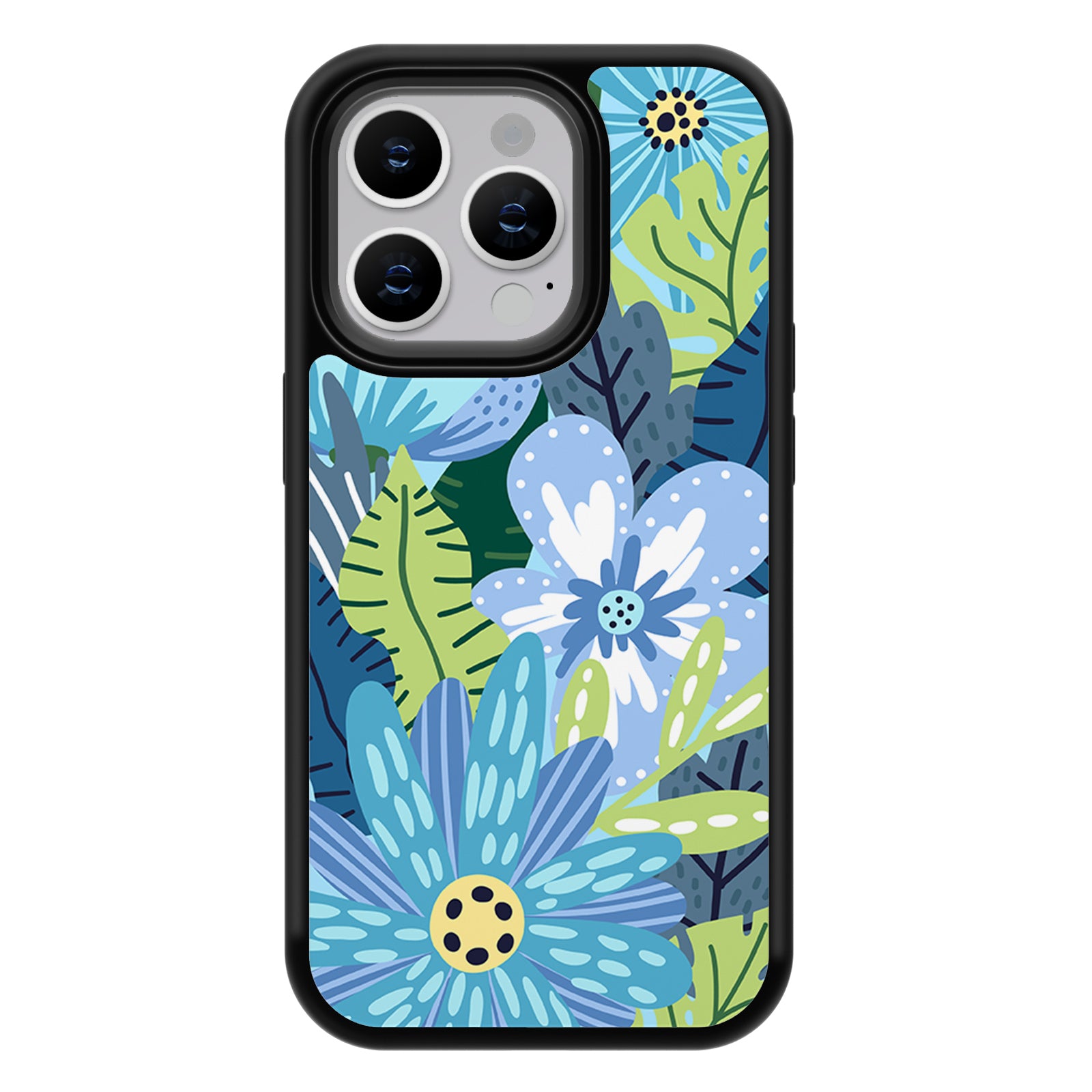 Exquisite Plant Series iPhone Case MagSafe Compatible-Blue