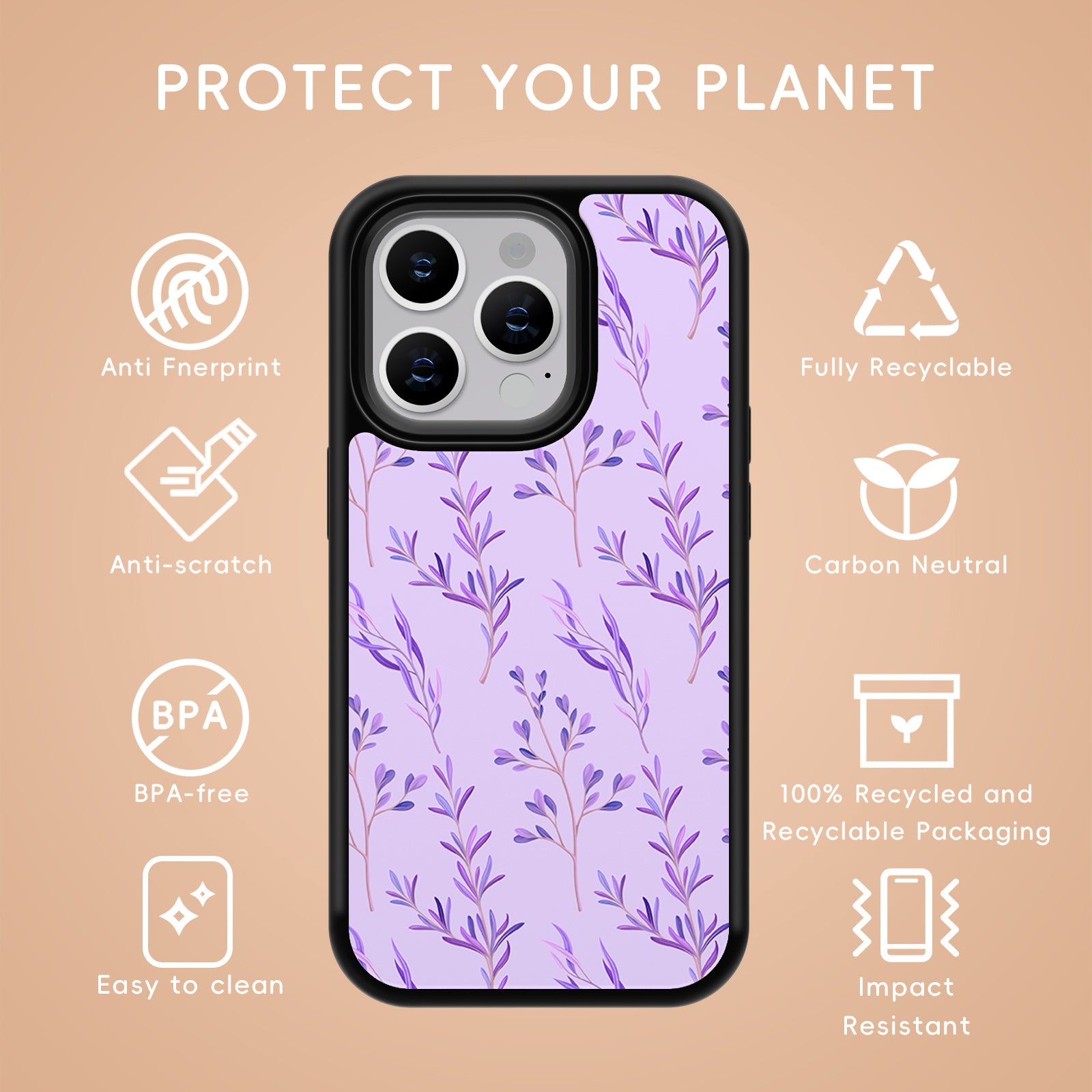 Serenityflower Series iPhone Case MagSafe Compatible-Purple