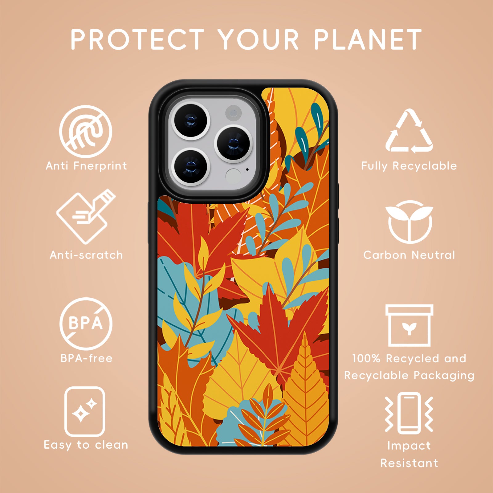 Exquisite Plant Series iPhone Case MagSafe Compatible-Orange