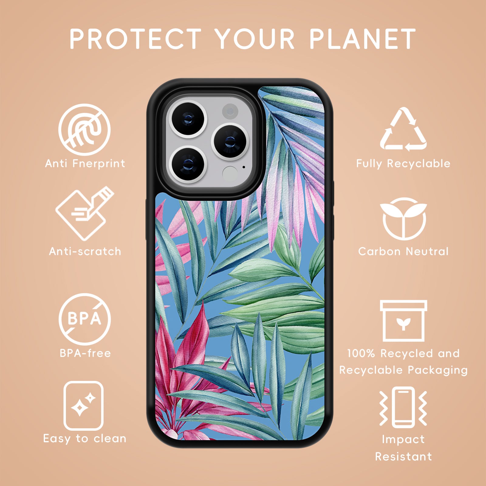 Tropical plants Series iPhone Case MagSafe Compatible-Blue