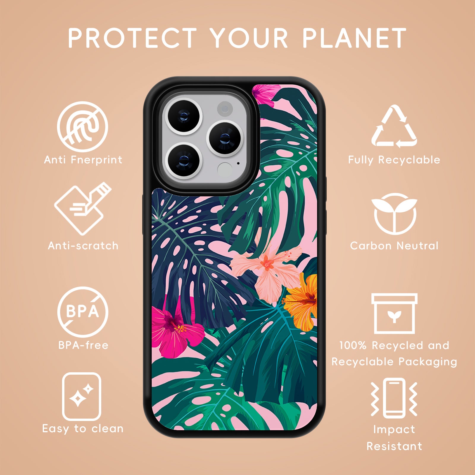 Tropical plants Series iPhone Case MagSafe Compatible-Pink