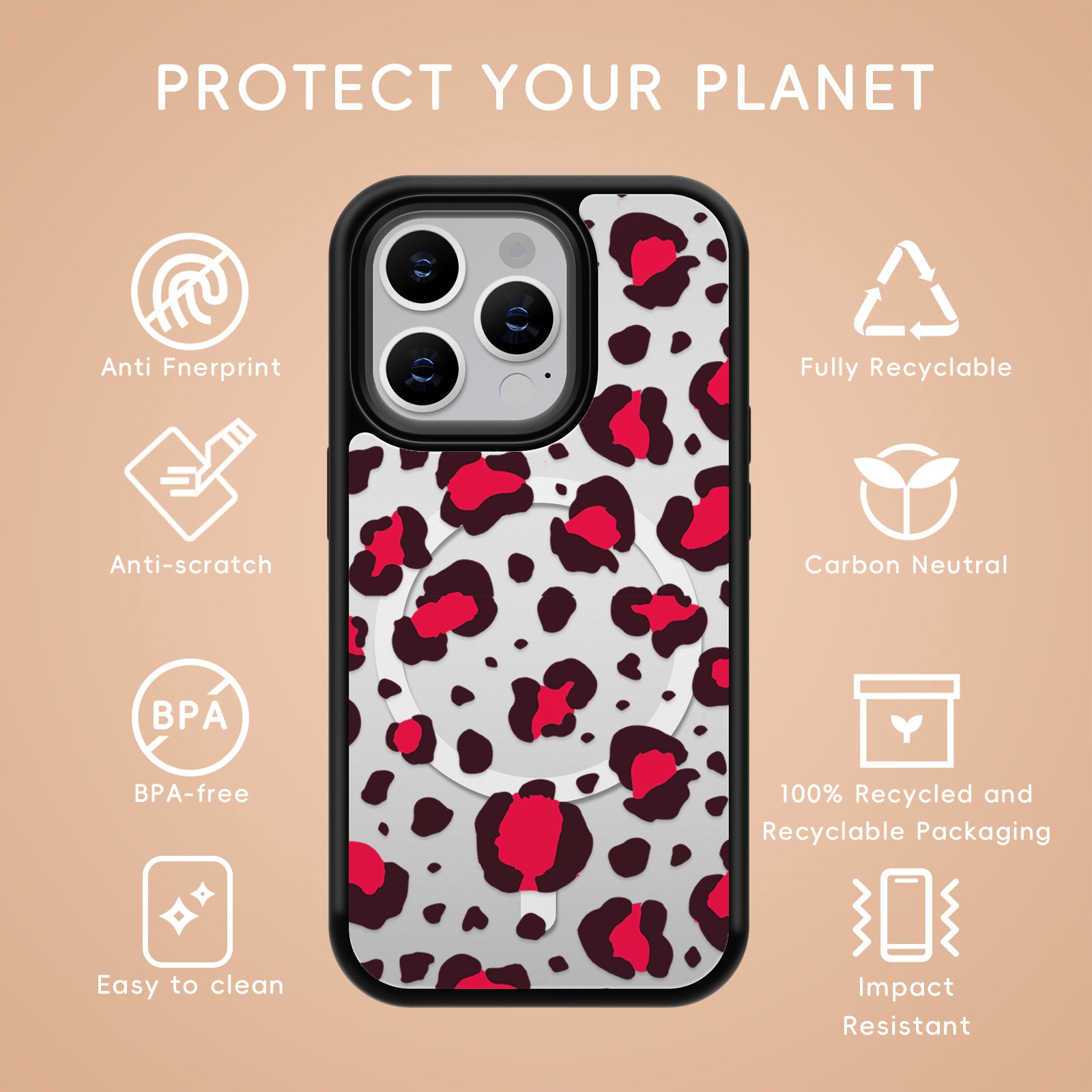 Leopard Series Mirror iPhone Case MagSafe Compatible