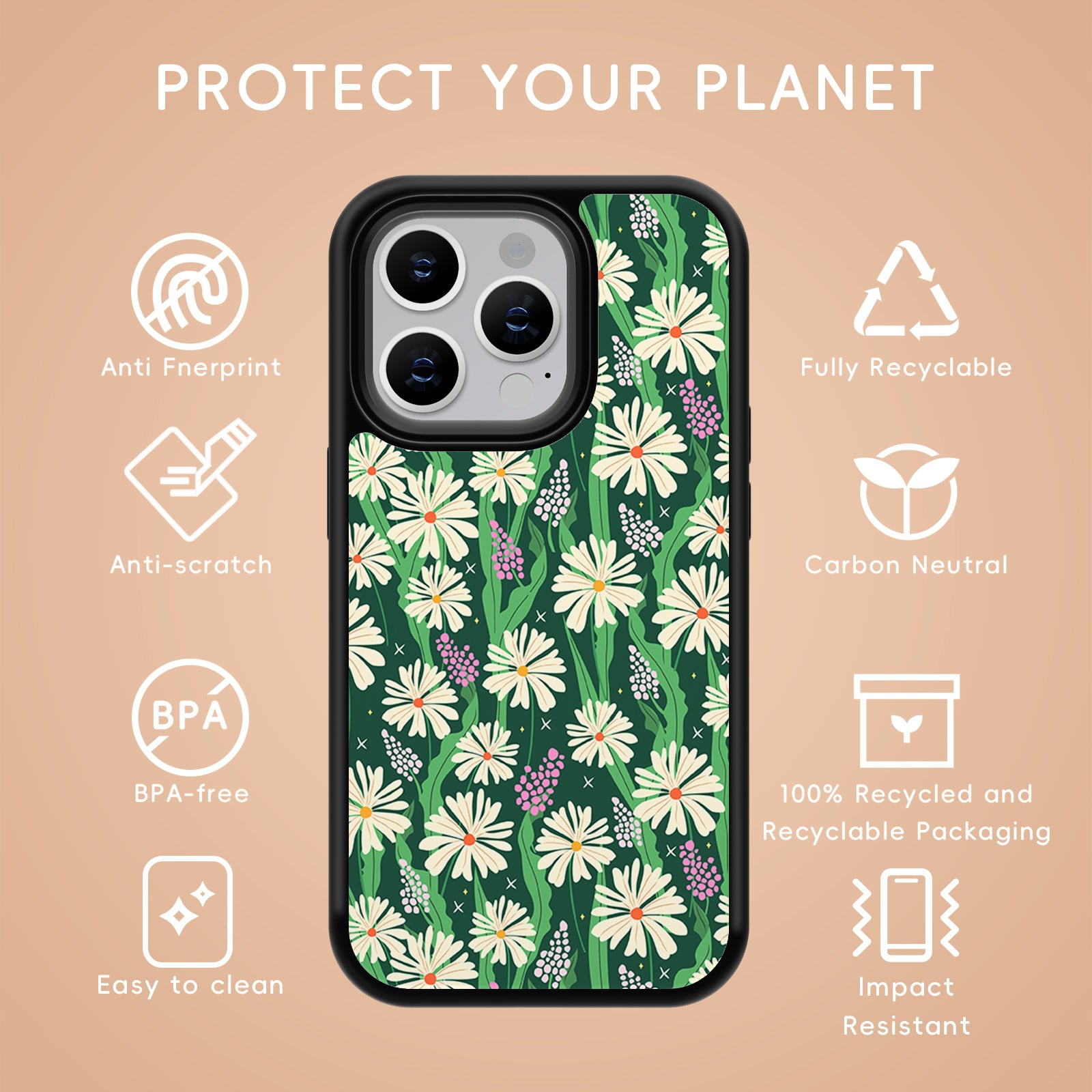 Bright Floral Series iPhone Case MagSafe Compatible-Green