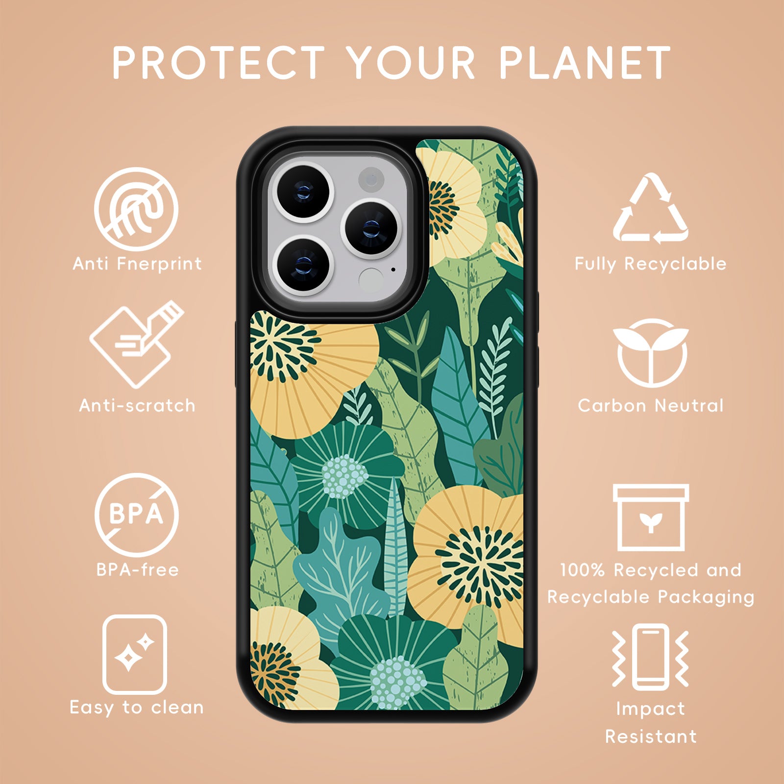 Exquisite Plant Series iPhone Case MagSafe Compatible-Green