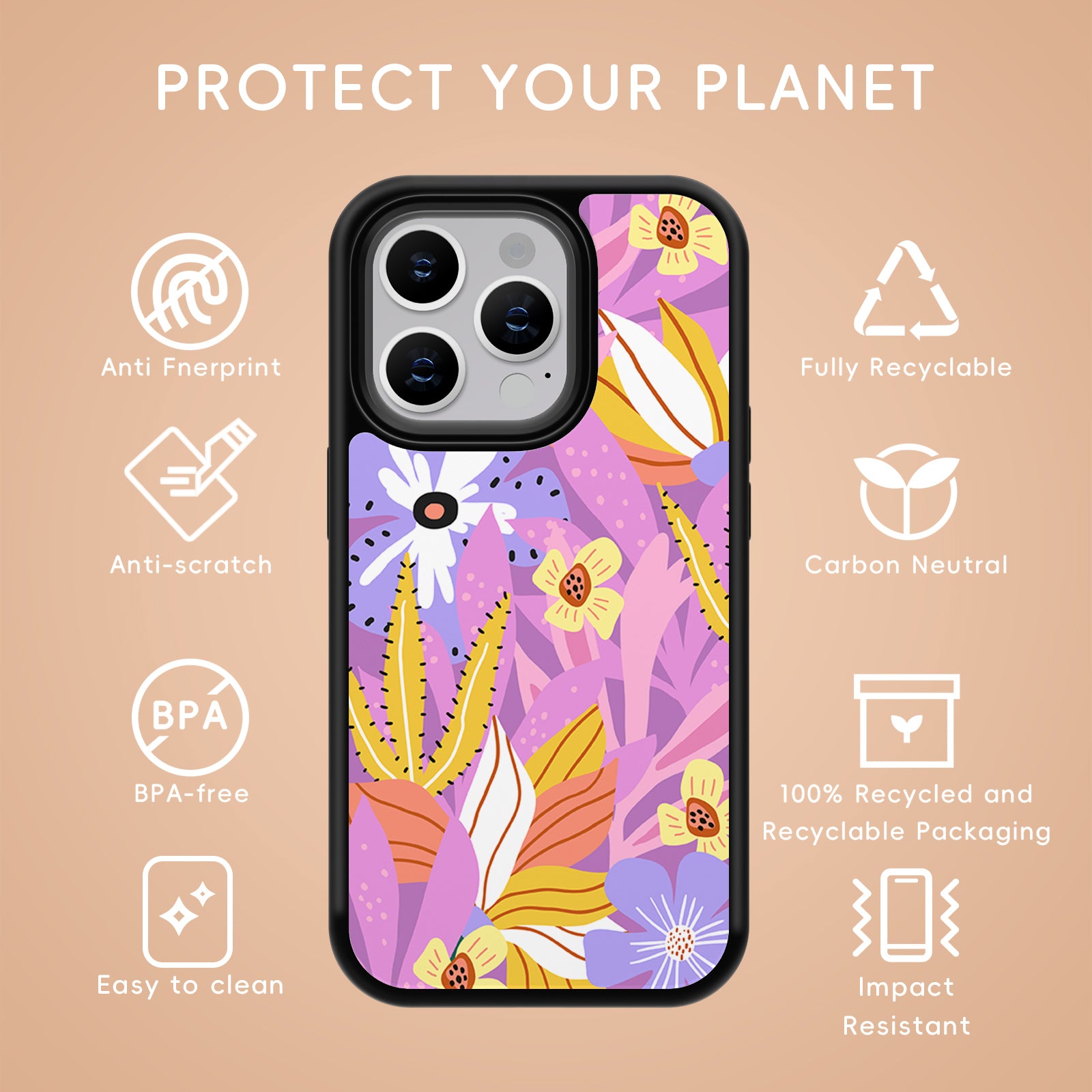 Exquisite Plant Series iPhone Case MagSafe Compatible-Purple