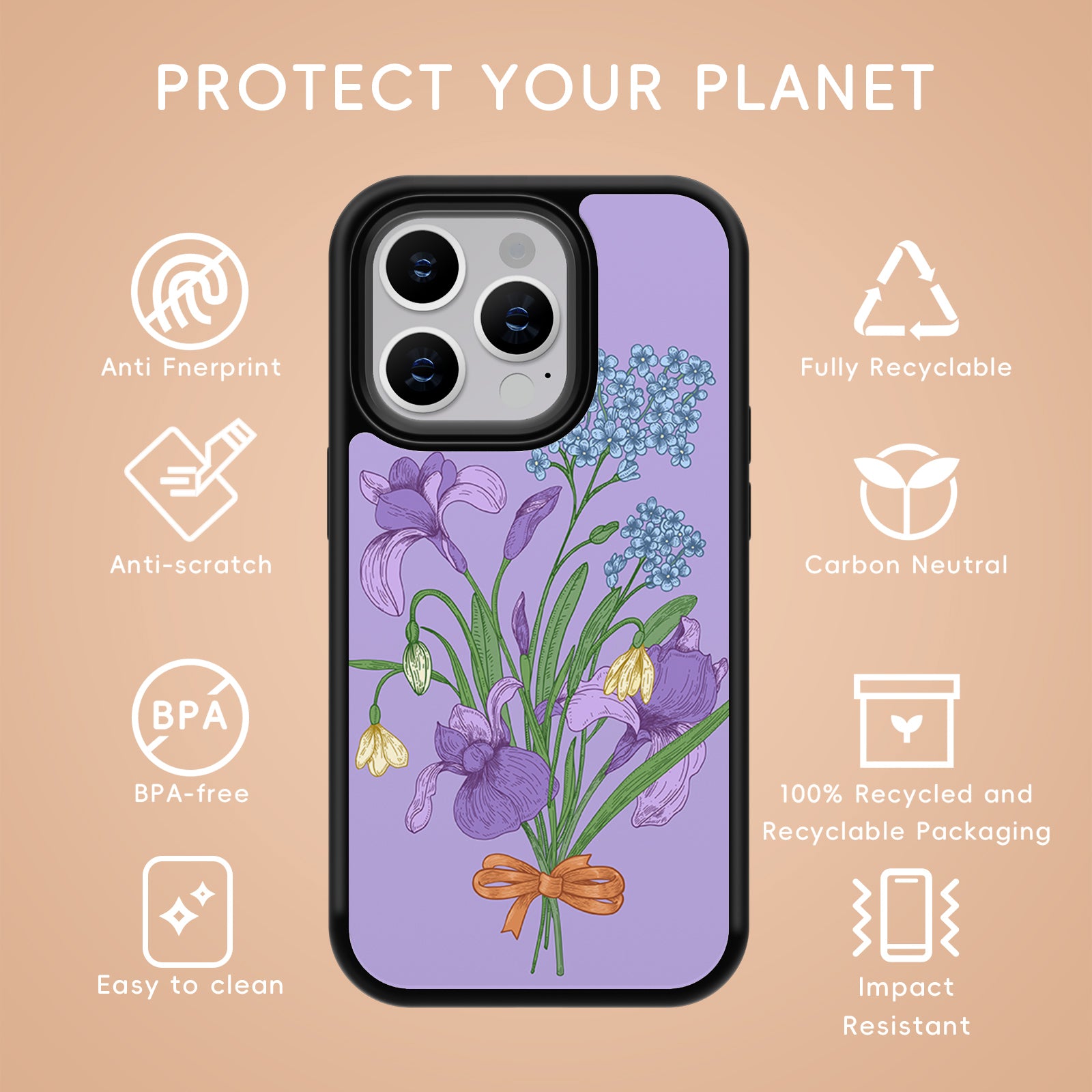 Romantic Bouquet Series iPhone Case MagSafe Compatible-Purple