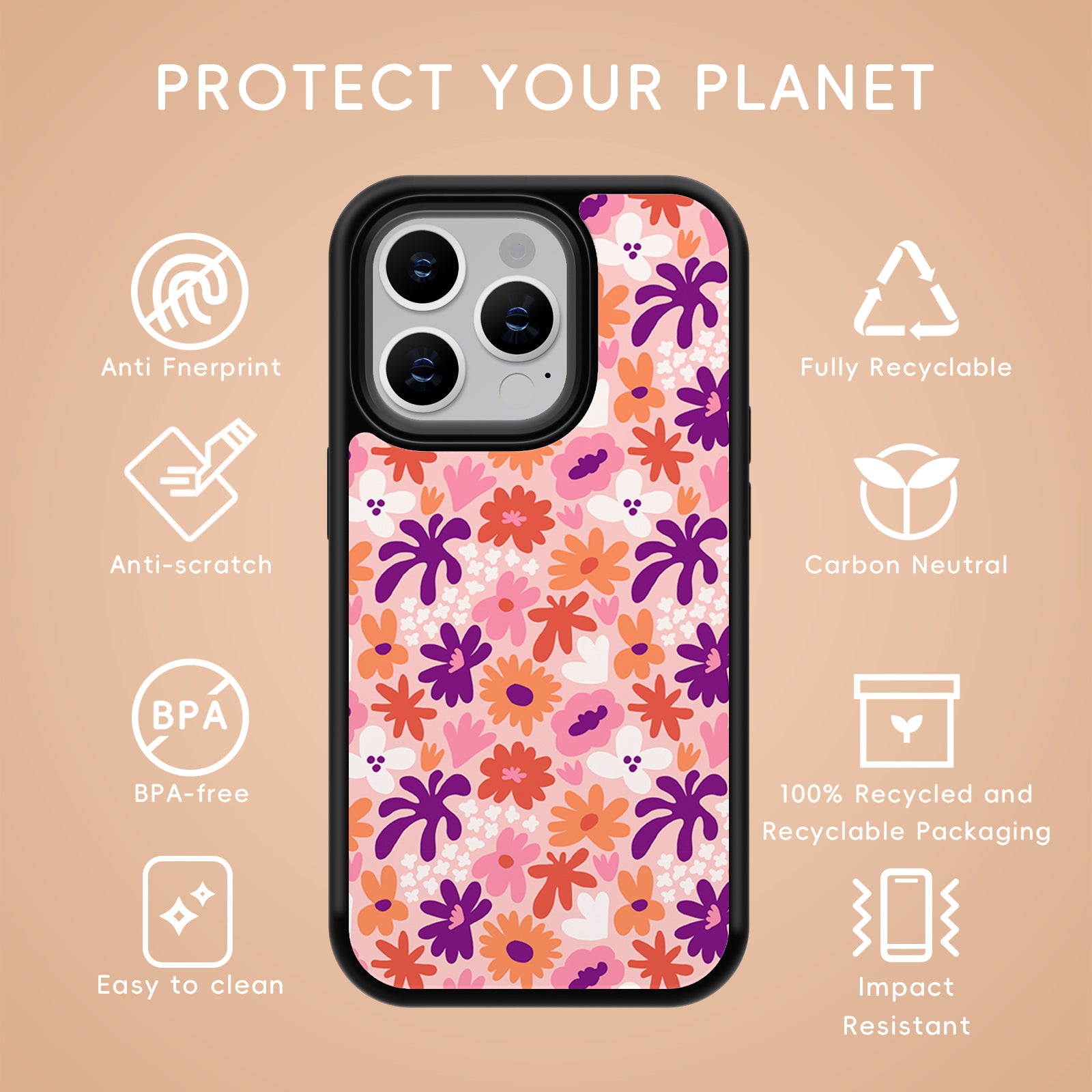 Bright Floral Series iPhone Case MagSafe Compatible-Pink