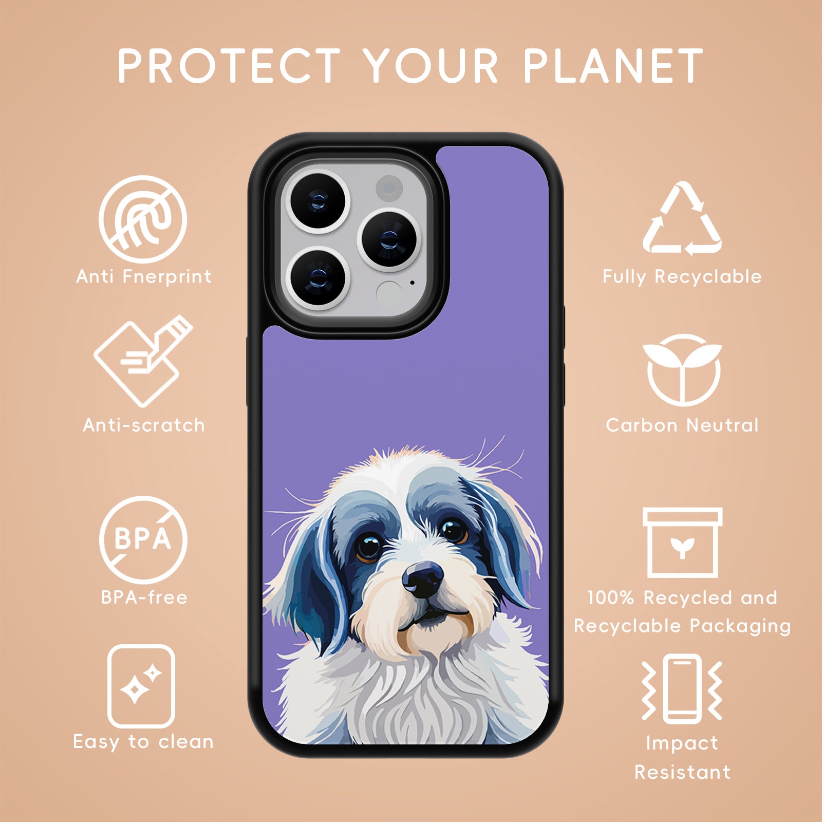 Cute Pet Series iPhone Case MagSafe Compatible-Purple