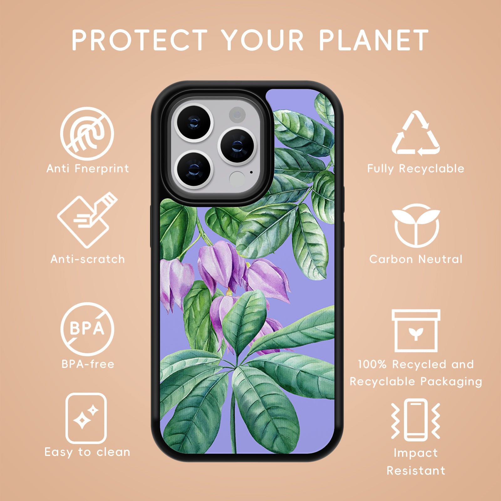 Tropical plants Series iPhone Case MagSafe Compatible-Purple