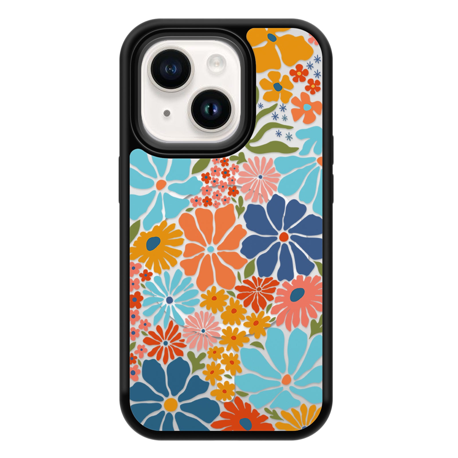 Decorative Art Series Mirror iPhone Case MagSafe Compatible-Blooming Floral