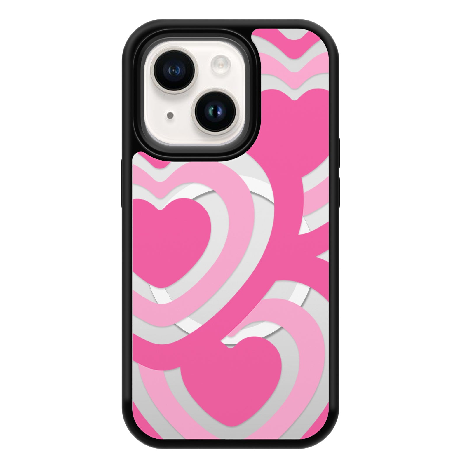 Geometry Series Mirror iPhone Case MagSafe Compatible-Pink Heart