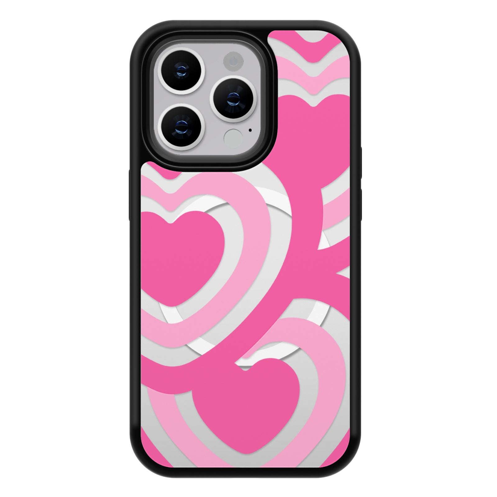 Geometry Series Mirror iPhone Case MagSafe Compatible-Pink Heart