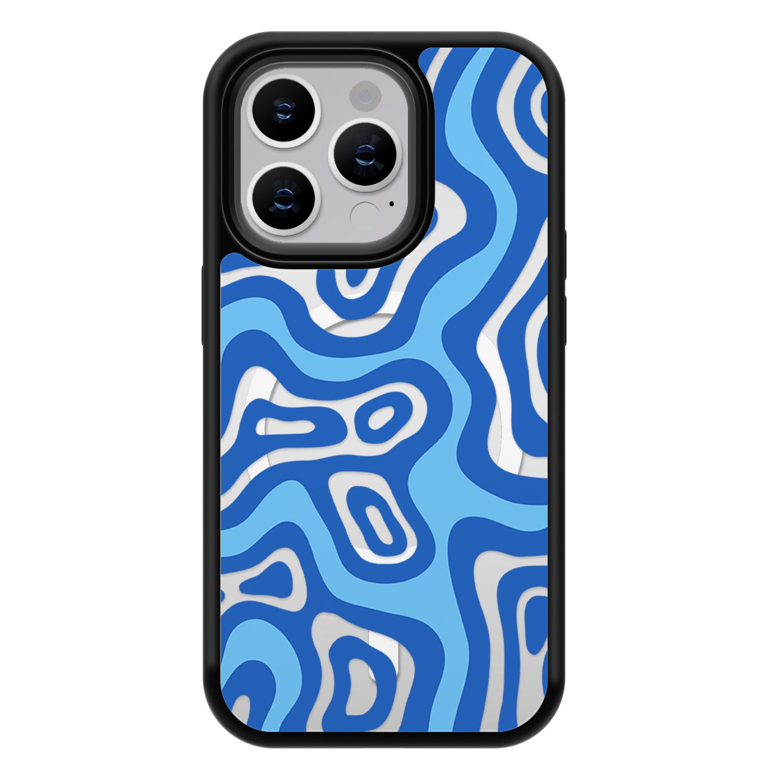 Geometry Series Mirror iPhone Case MagSafe Compatible-Aqua Swirls