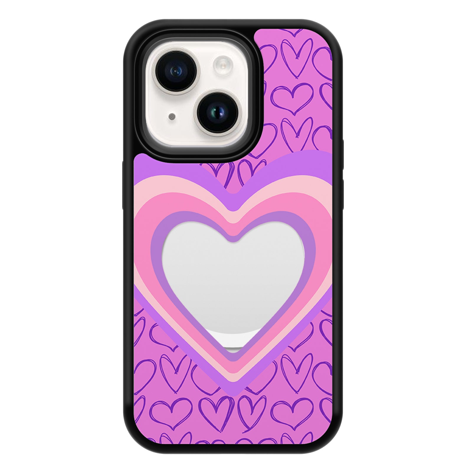 Hollow Mirror Series Mirror iPhone Case MagSafe Compatible-Heart