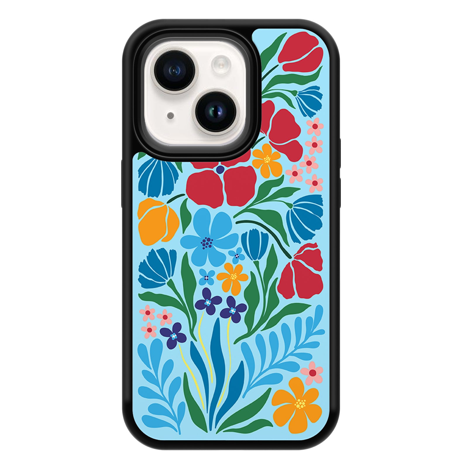 Bright Floral Series iPhone Case MagSafe Compatible-Blue