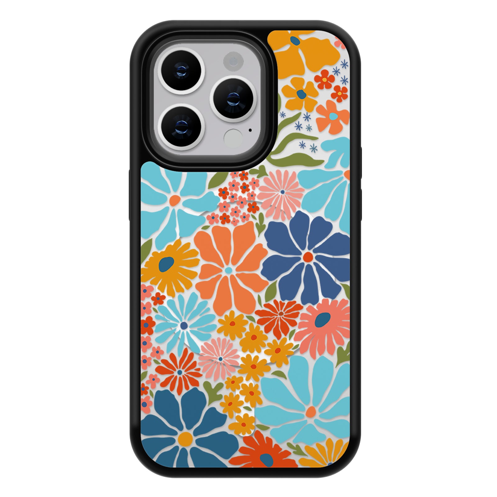 Decorative Art Series Mirror iPhone Case MagSafe Compatible-Blooming Floral