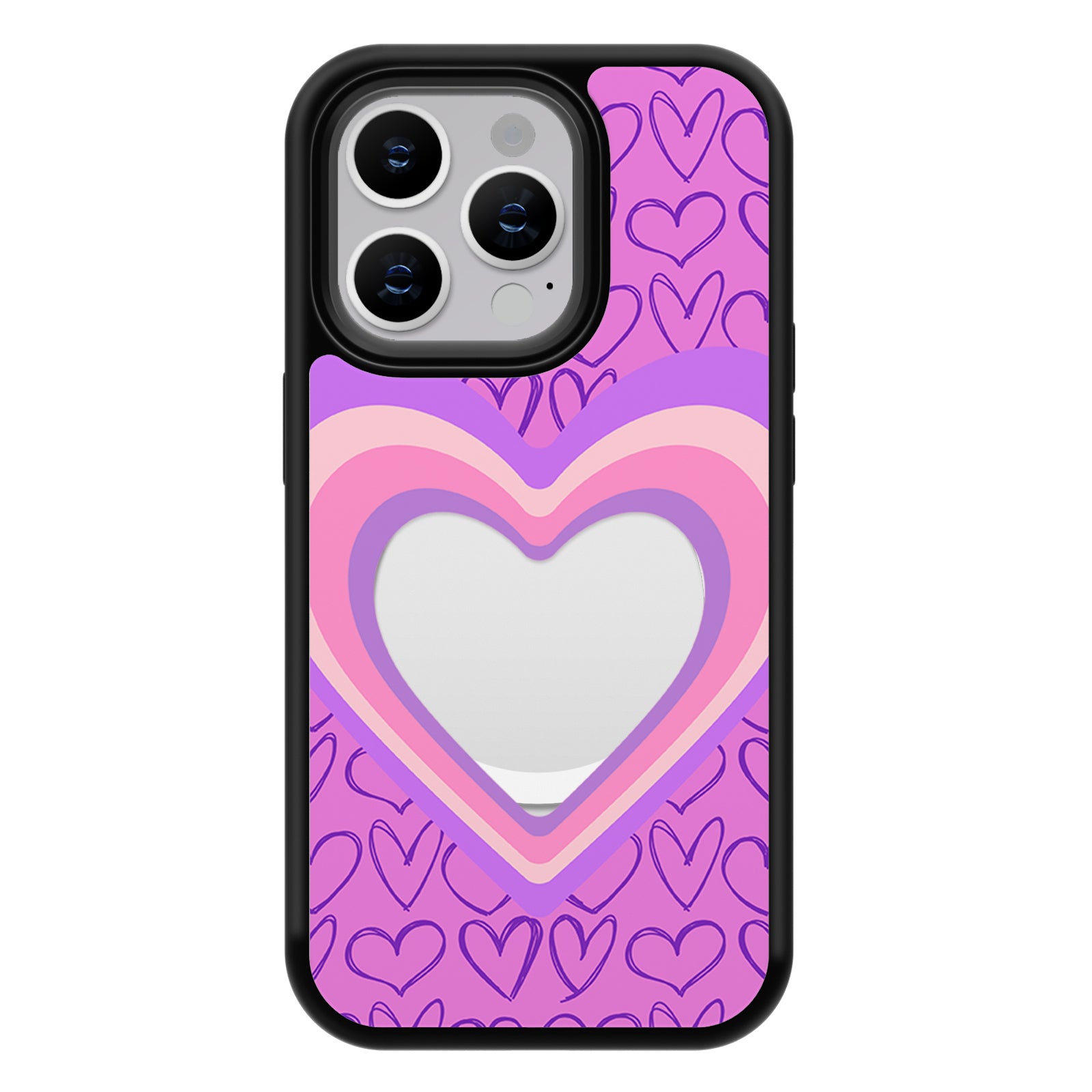 Hollow Mirror Series Mirror iPhone Case MagSafe Compatible-Heart