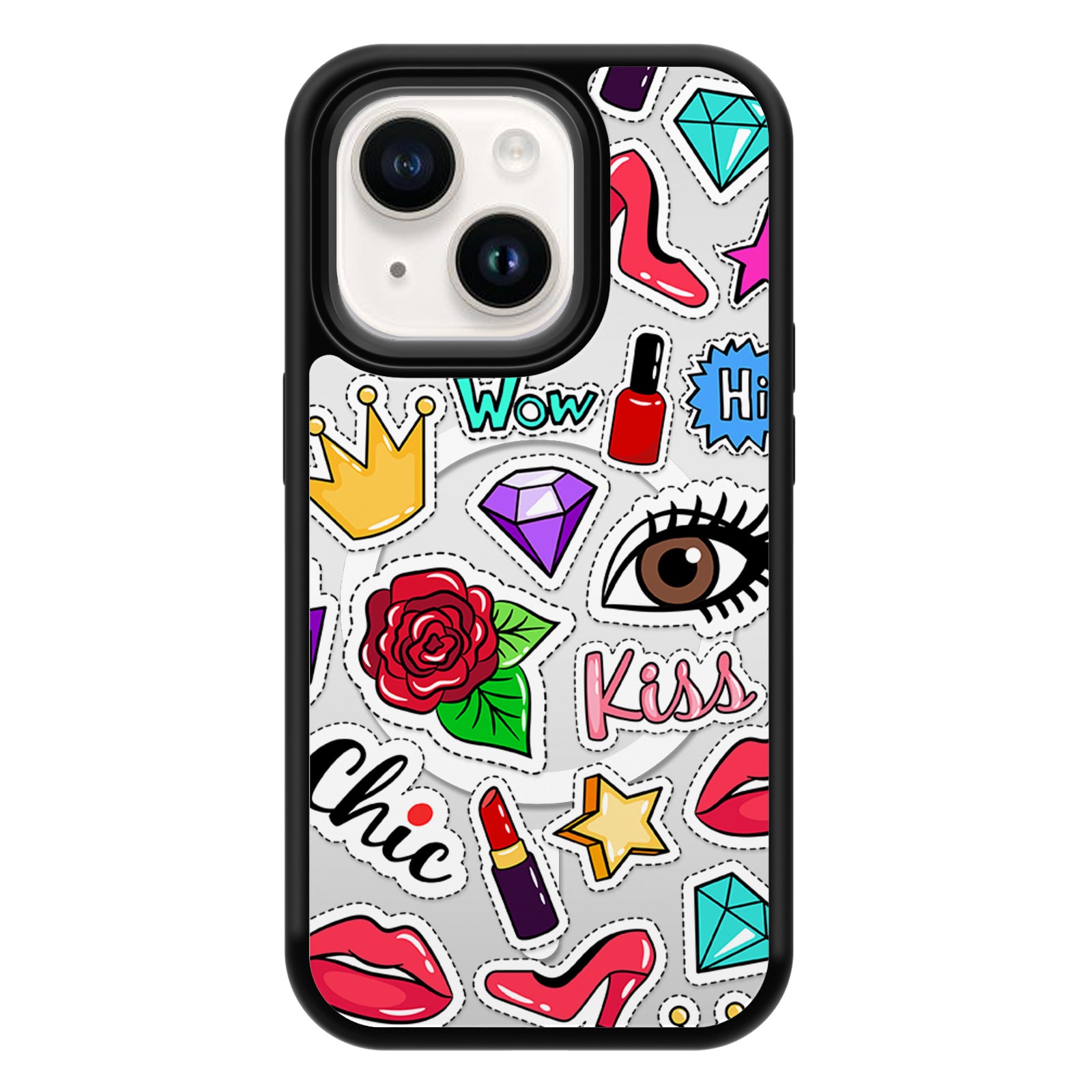 Fun Stickers Series Mirror iPhone Case MagSafe Compatible-D