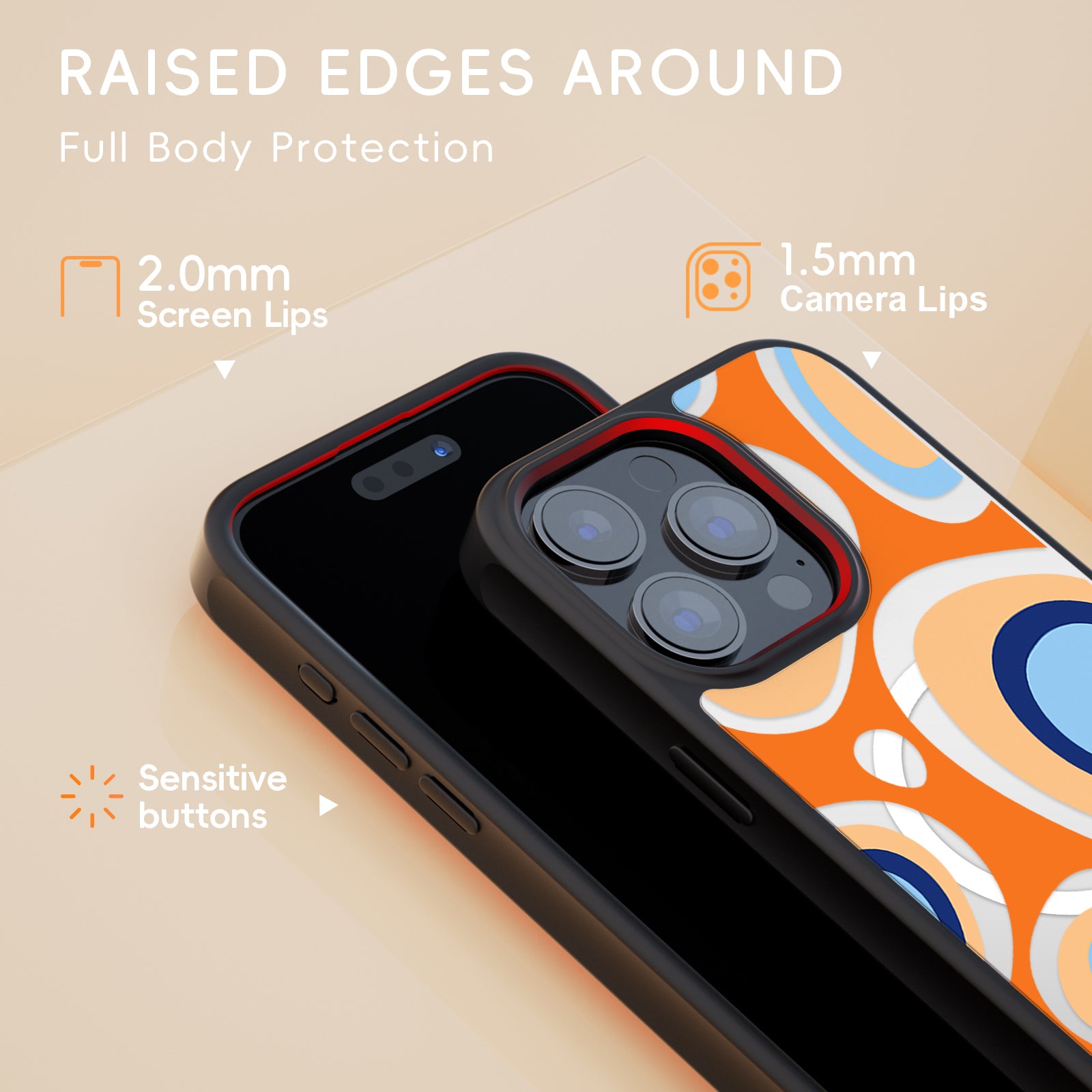 Geometry Series Mirror iPhone Case MagSafe Compatible-Tangerine Circles