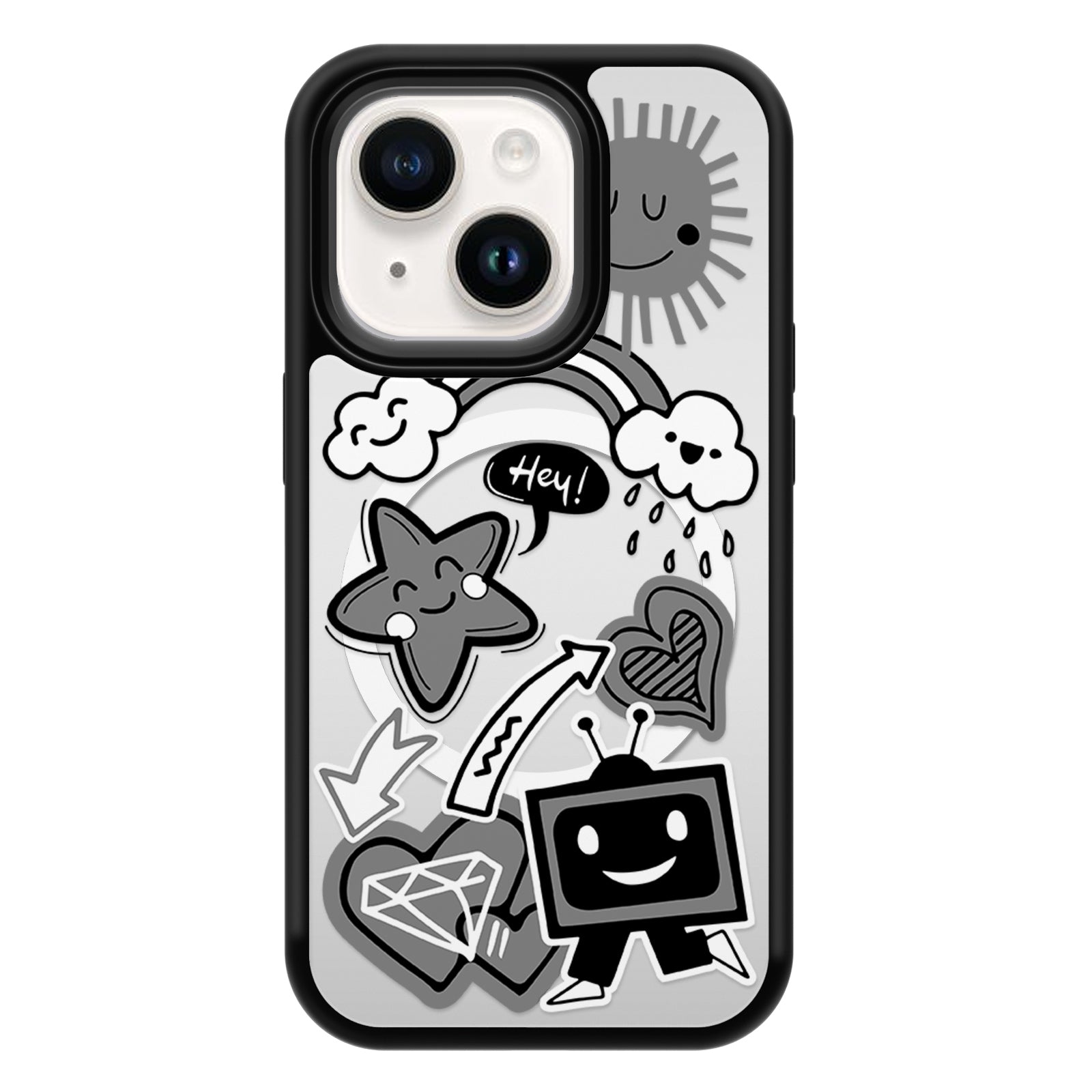 Graffiti Series Mirror iPhone Case MagSafe Compatible-Starry Sky