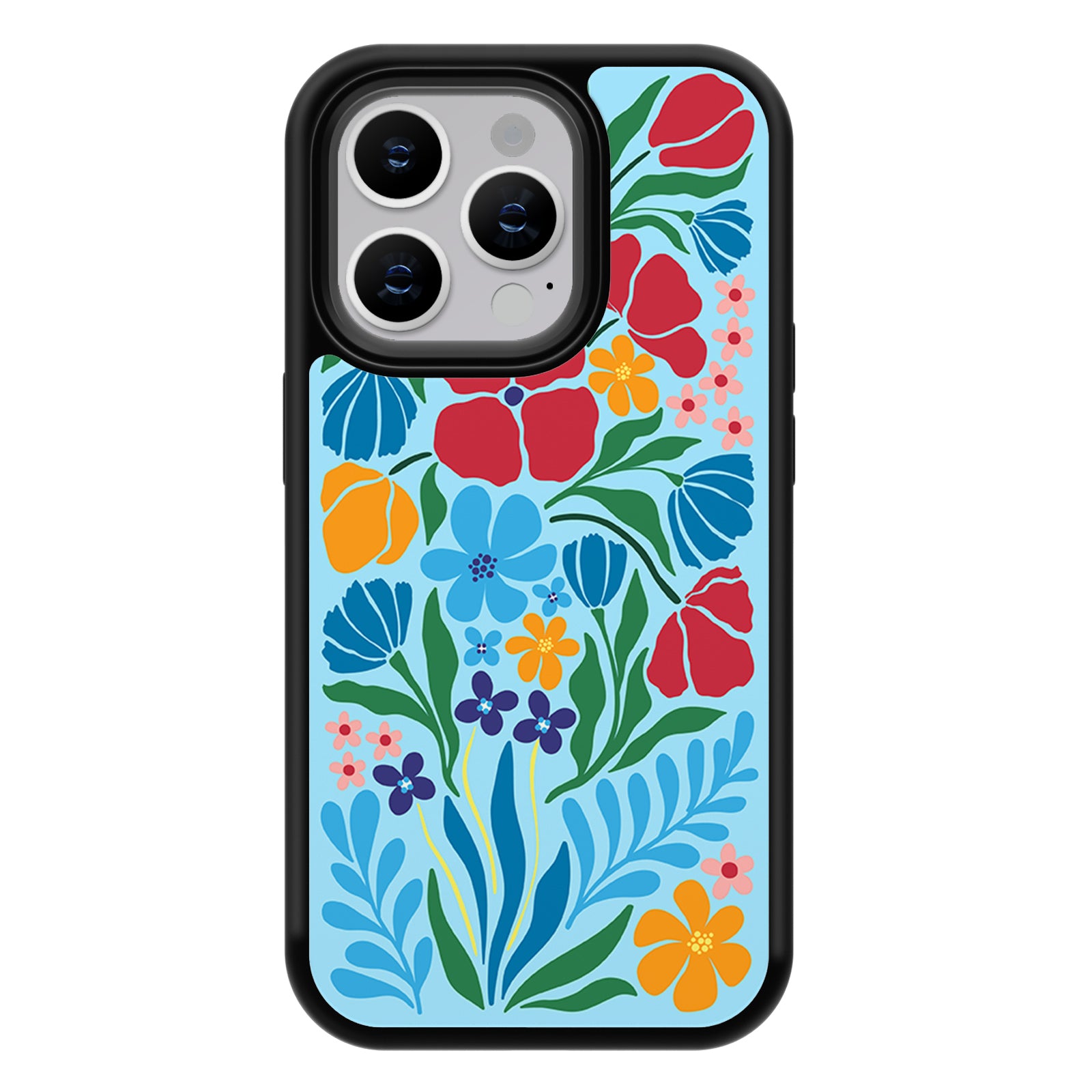 Bright Floral Series iPhone Case MagSafe Compatible-Blue