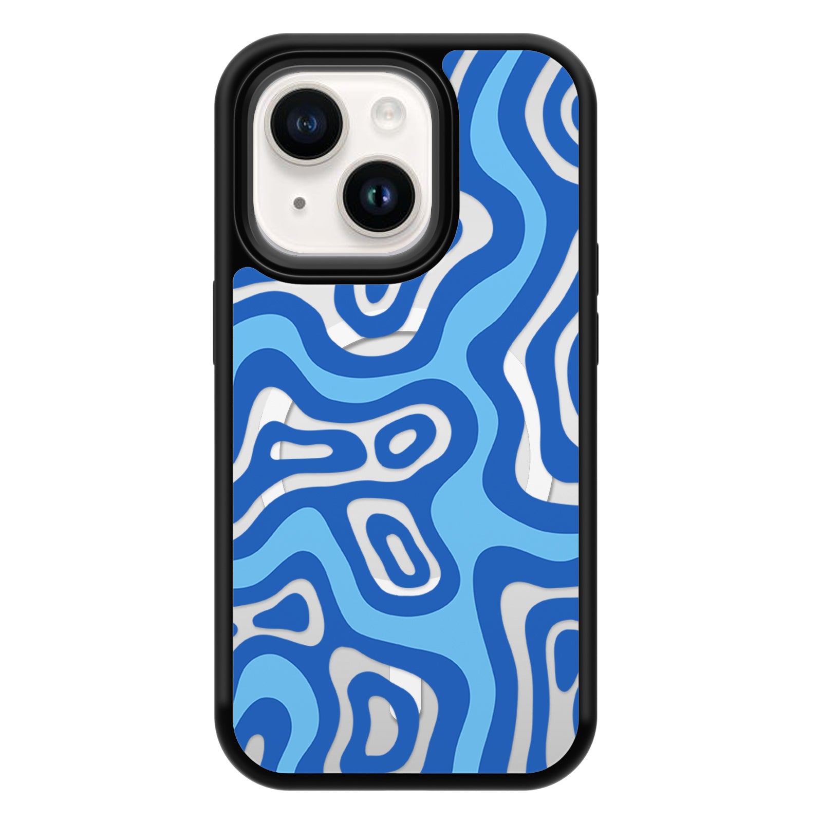 Geometry Series Mirror iPhone Case MagSafe Compatible-Aqua Swirls